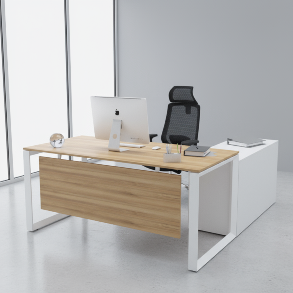 Trilliant Office Executive Desk (With Side Cabinet)