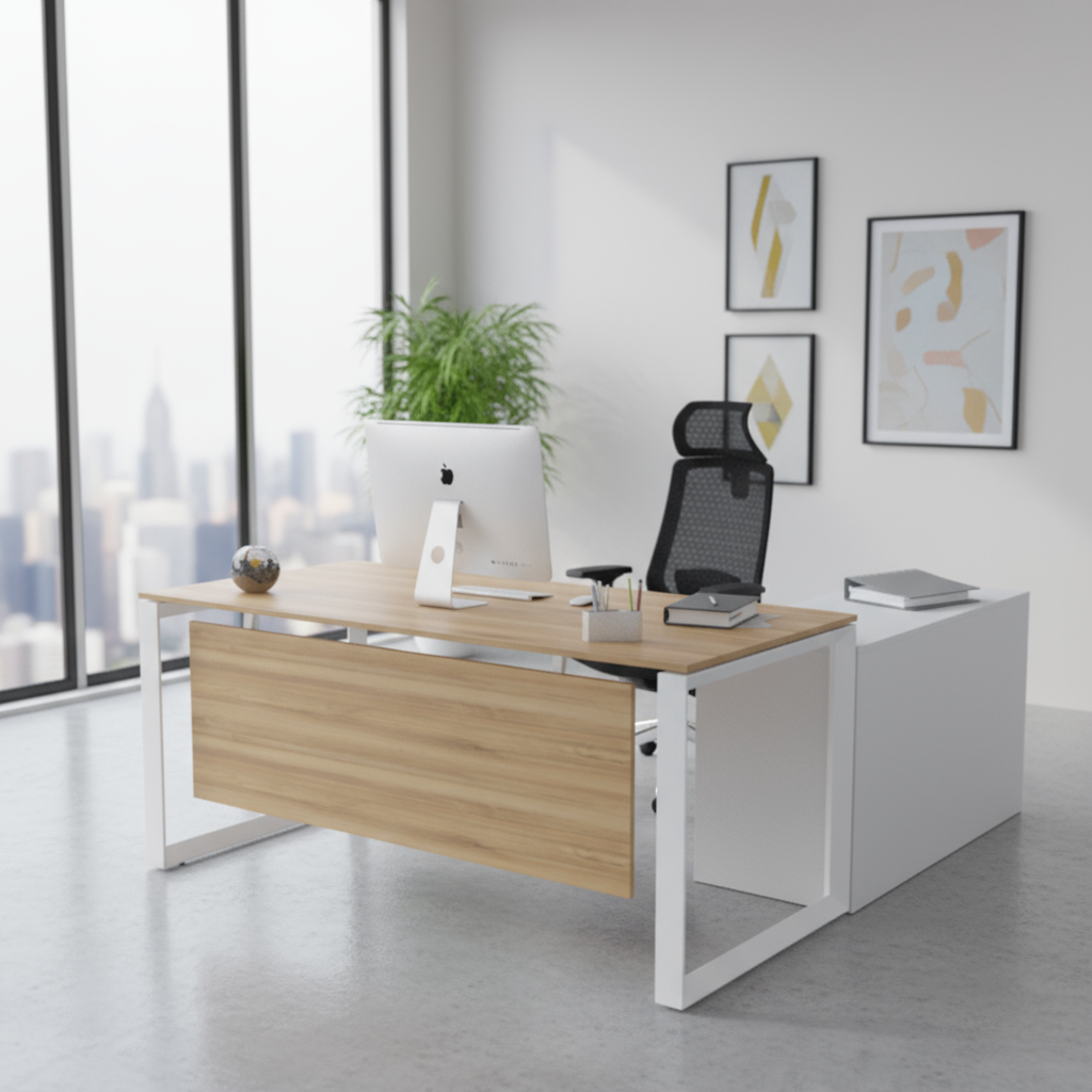 Trilliant Office Executive Desk (With Side Cabinet)