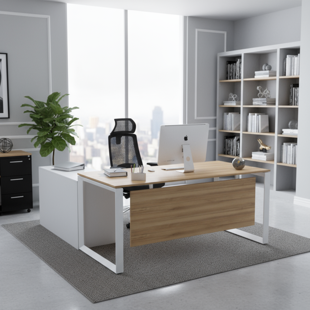 Trilliant Office Executive Desk (With Side Cabinet)